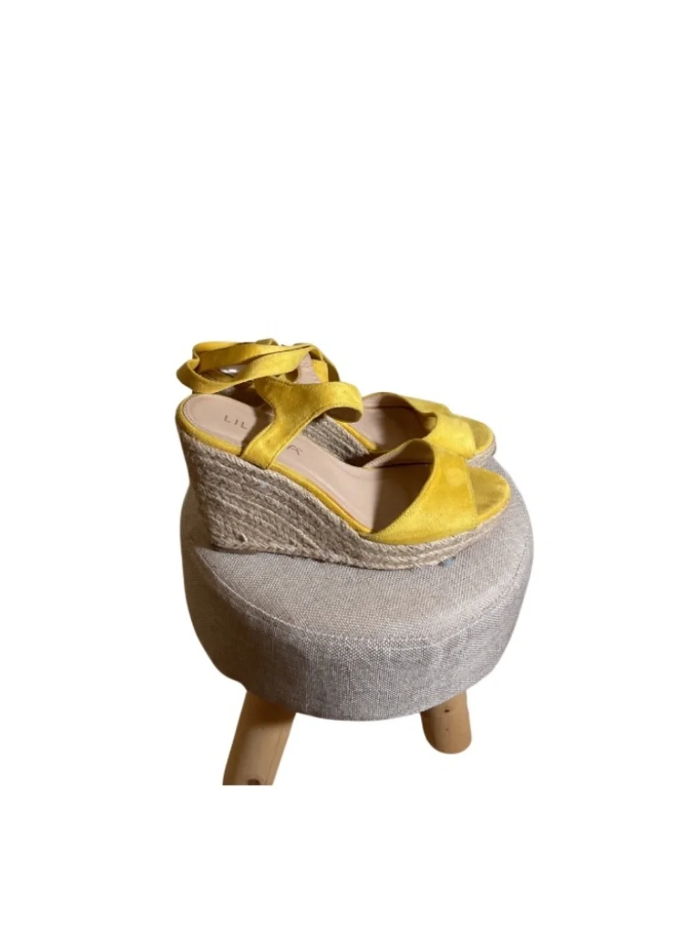 Strappy yellow wedge sandals